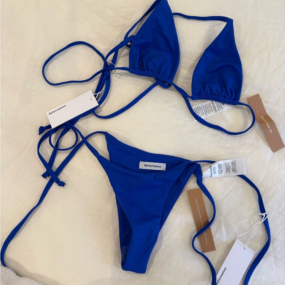 Reformation Blue Bikini Set